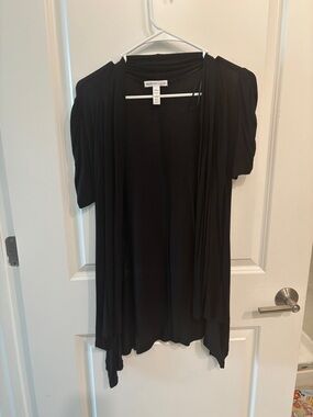 Black Draped Open Front Cardigan